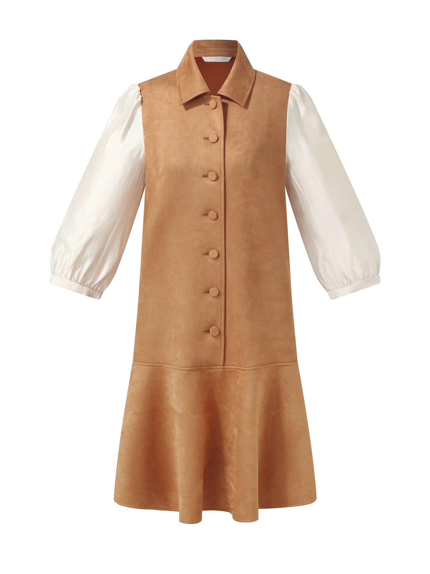 Kahve Suede Dantel Splicing Elbise