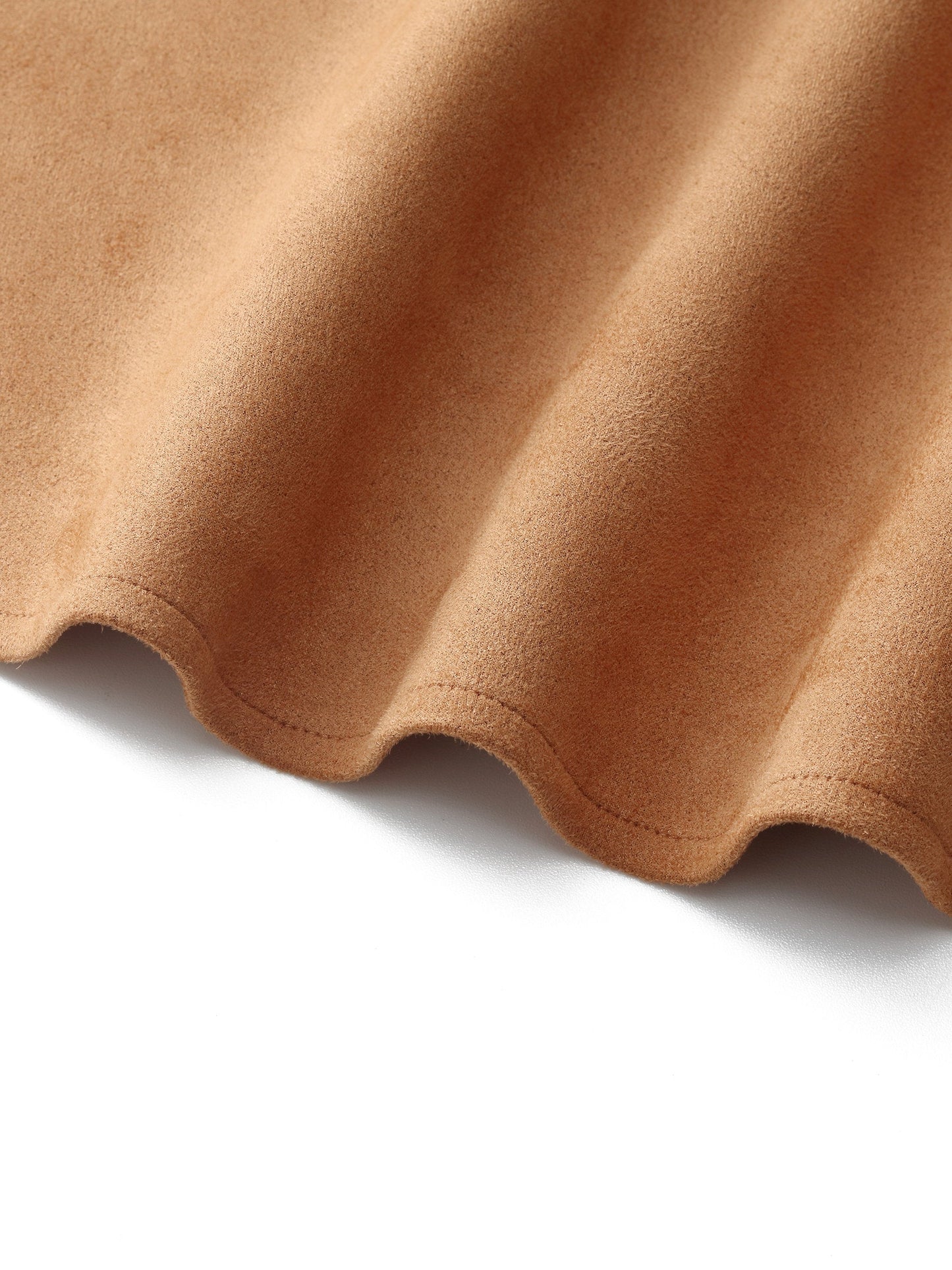 Kahve Suede Dantel Splicing Elbise