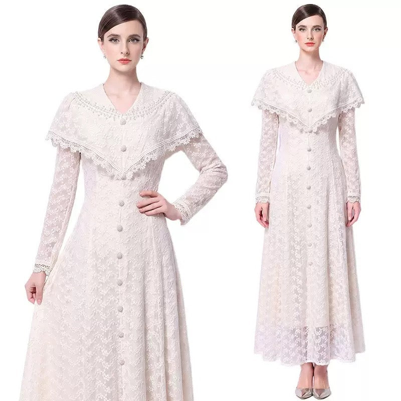Vivienne İşlemeli Dantel Maxi Elbise