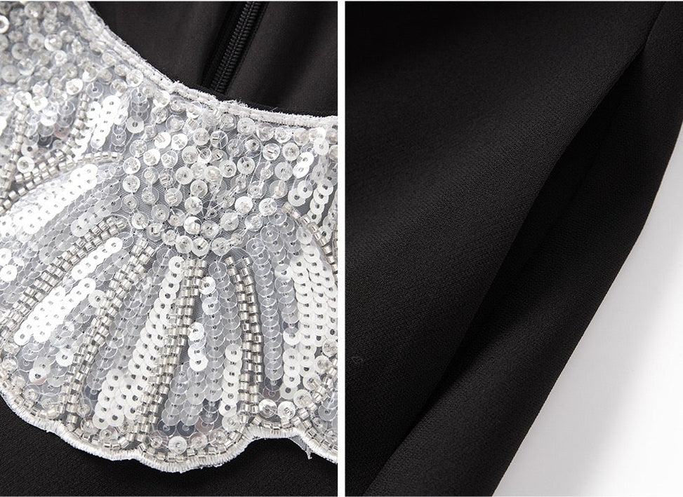 Vivienne Embellished Peter Pan Collar Midi Dress