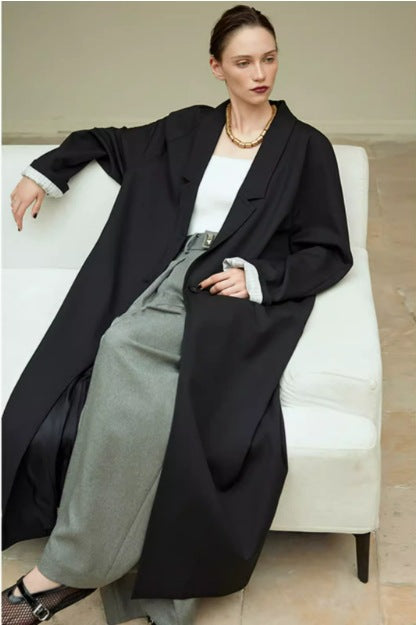 Lüks Yün Dokulu Oversize Uzun Blazer Ceket