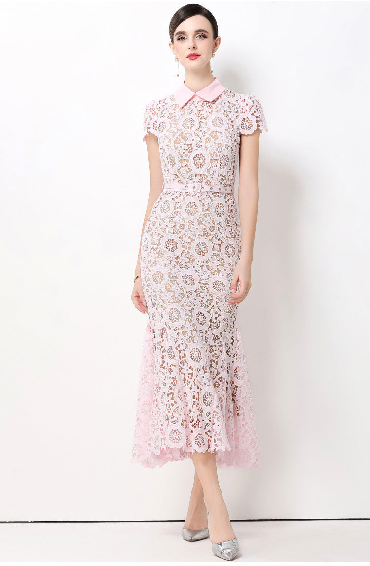 Soft Bloom Dantel Balık Elbise (Kemersiz)