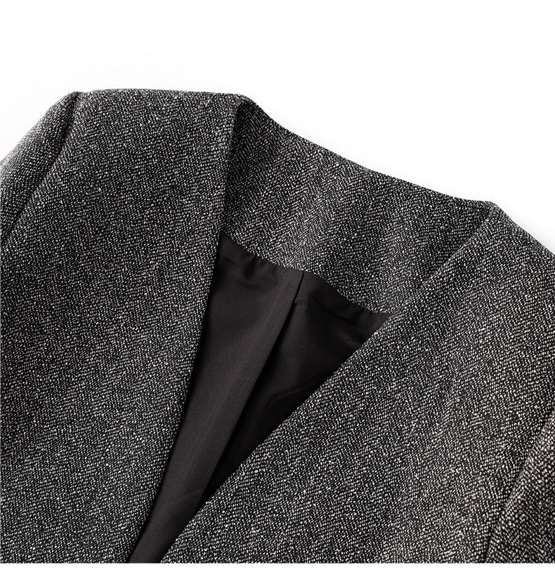 Renk Bloklu Ceket & Chanel Esintili Pileli Elbise İkili Takım