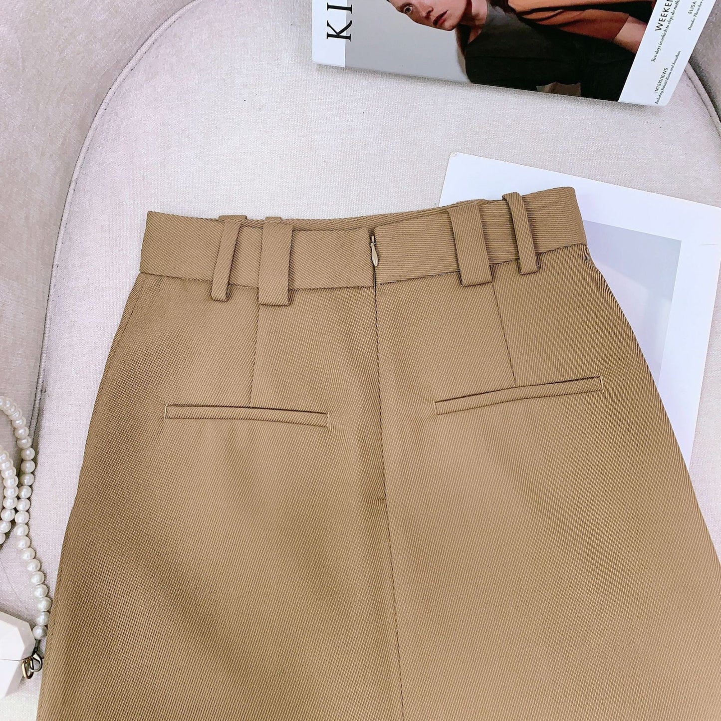 Yün Serge Twill Şık Ofis Etek