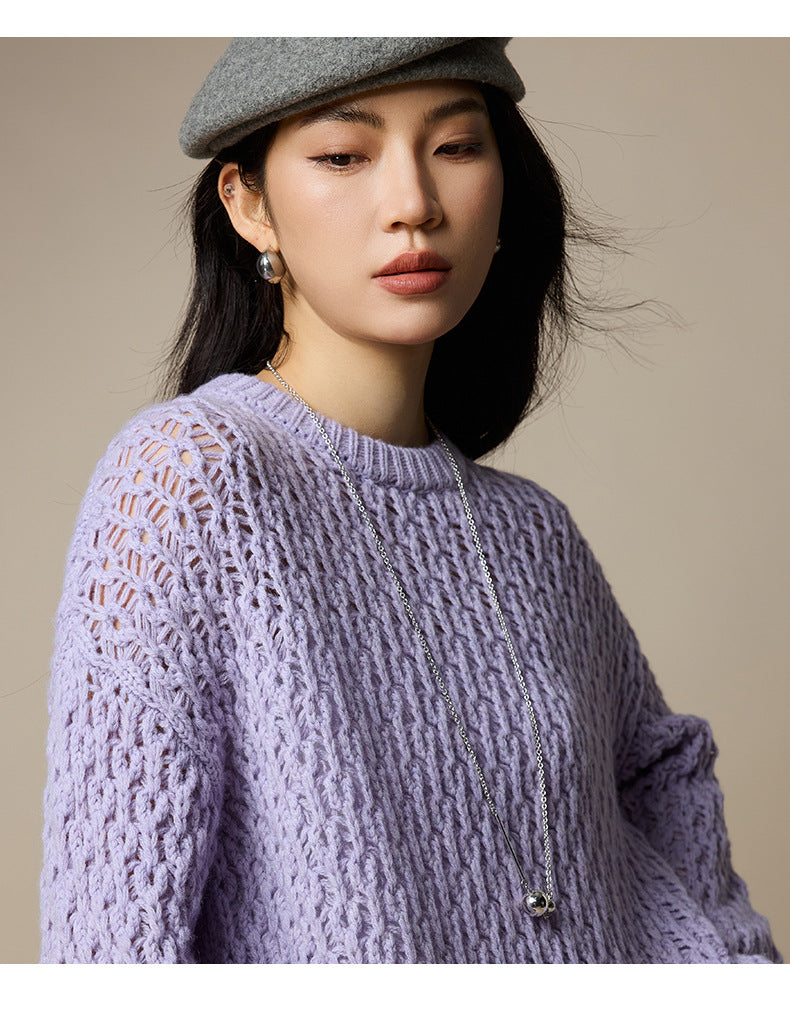 %100 Yün Ajurlu Oversize Kazak