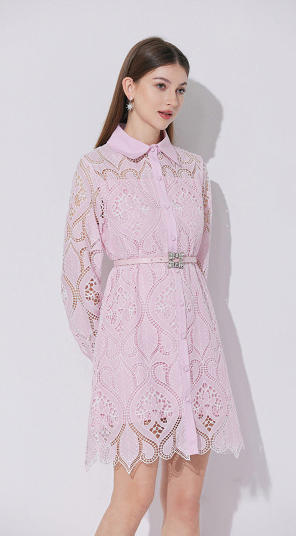 Modern Dantelli Polo Yaka Elbise