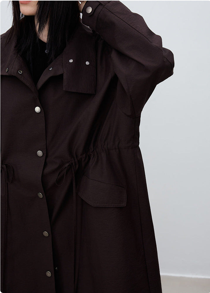 Kahverengi Oversize Brit Tarzı Uzun Trençkot