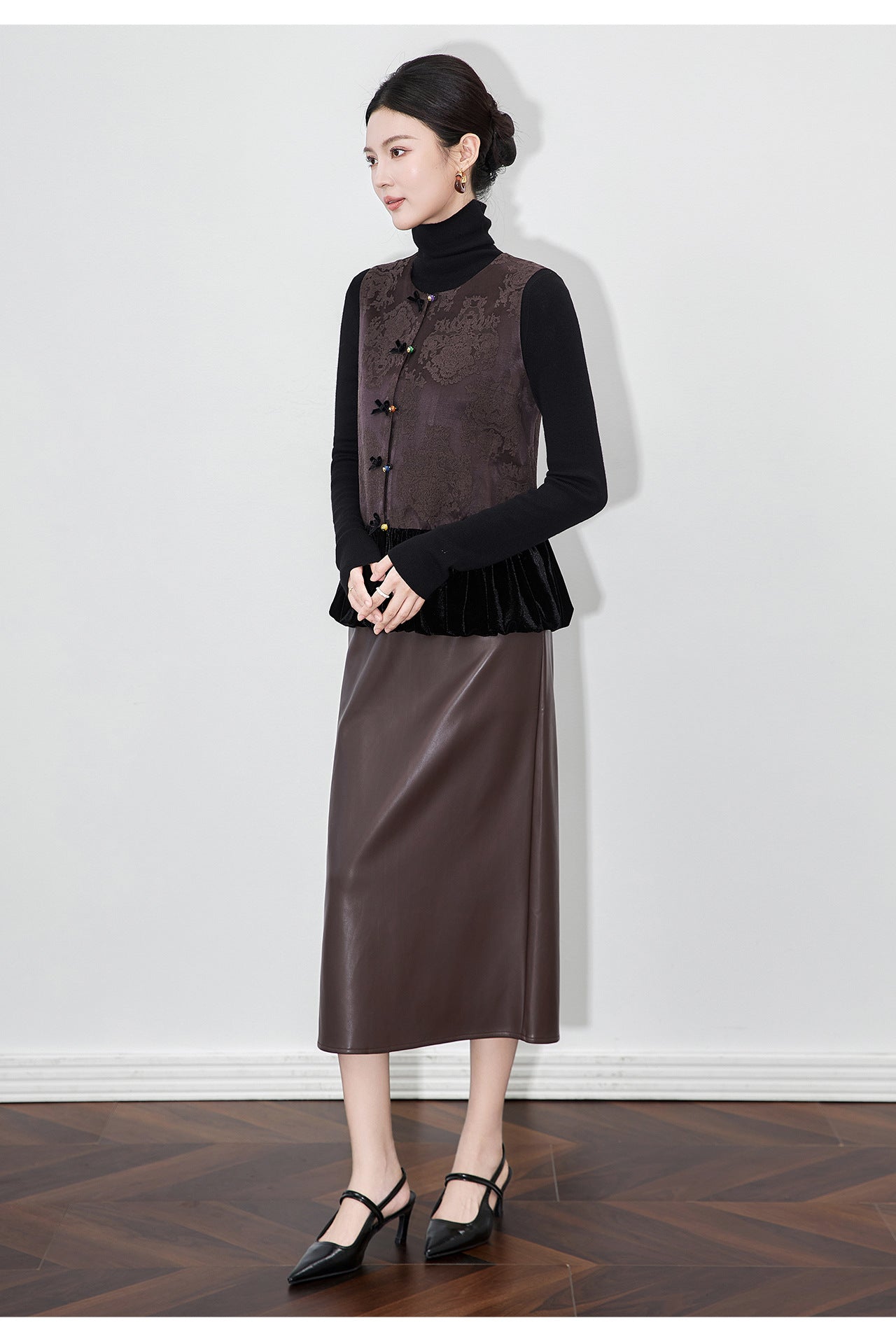 Jakarlı Kadife Yelek Ceket