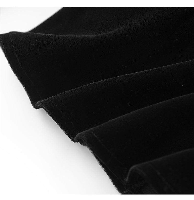 Kadife Kontrastlı Fransız Stili Fiyonk Detaylı İnce Gösteren Bluz