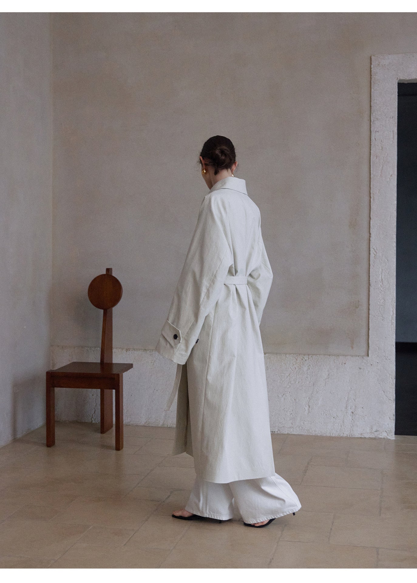 Minimalist Pamuklu Uzun Trençkot