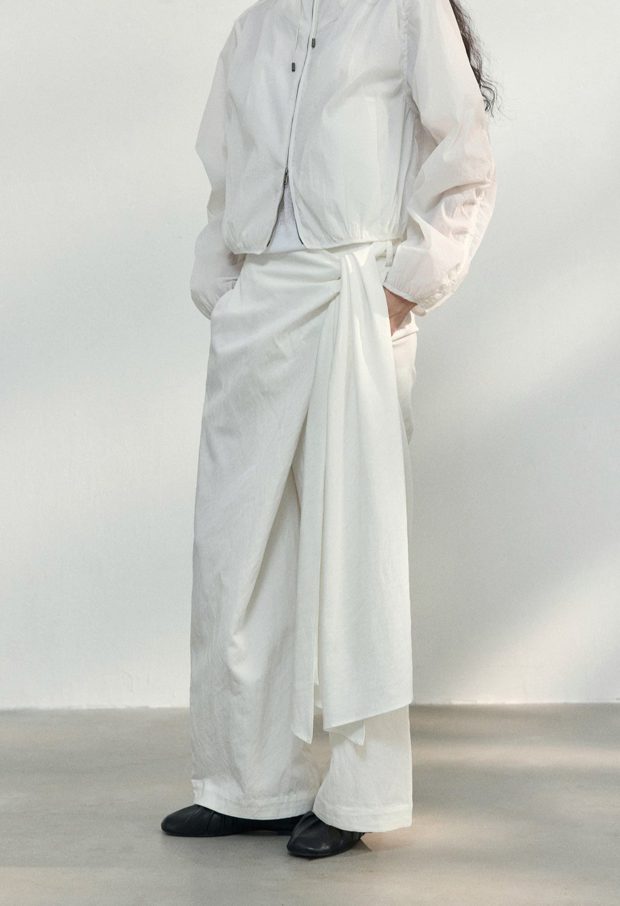 Tencel Kumaş Bağcıklı Kırışmaz Geniş Paça Rahat Pantolon