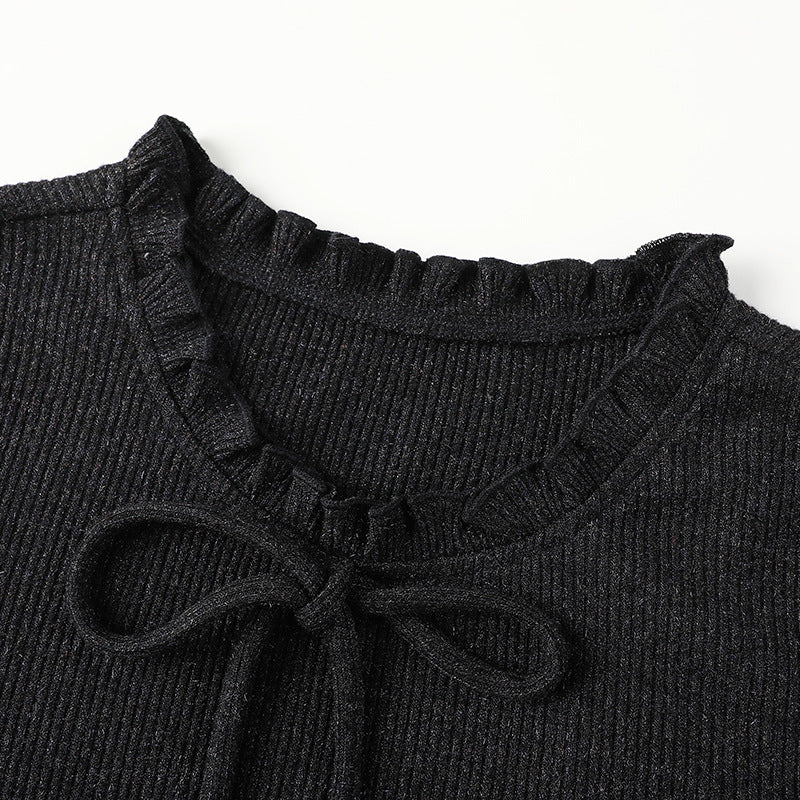 Kenar Detaylı Triko Uzun Kollu Slim Fit Üst