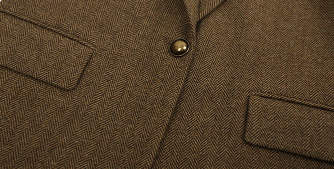 “Old Money” Tarzı Klasik Houndstooth Desenli Uzun Yün Kaban
