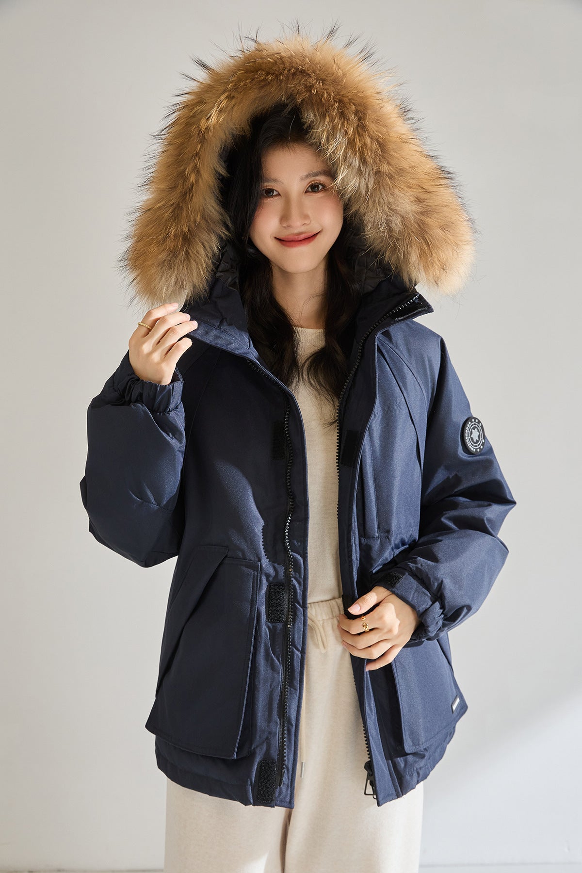 Kürk Yakalı 90% Beyaz Dolgulu Mont