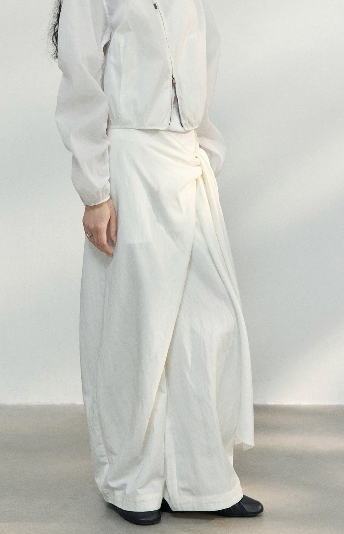 Tencel Kumaş Bağcıklı Kırışmaz Geniş Paça Rahat Pantolon