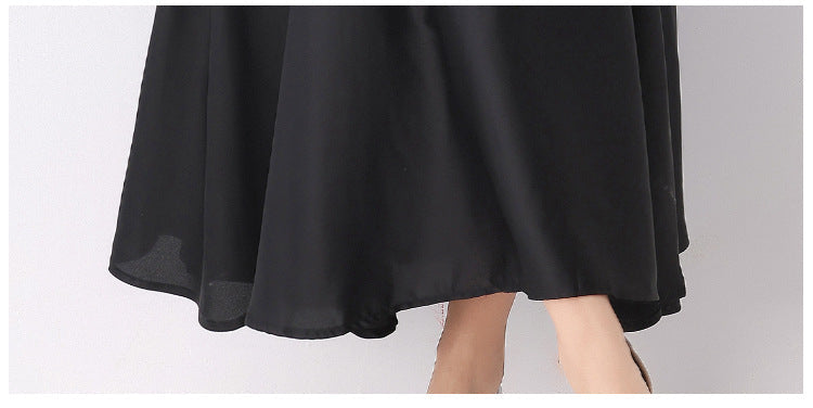 Dik Yaka Kuşaklı Siyah Uzun Elbise