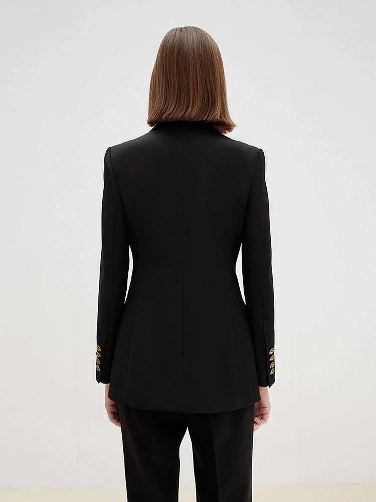 Siyah Slim Fit Çift Sıra Düğmeli Blazer