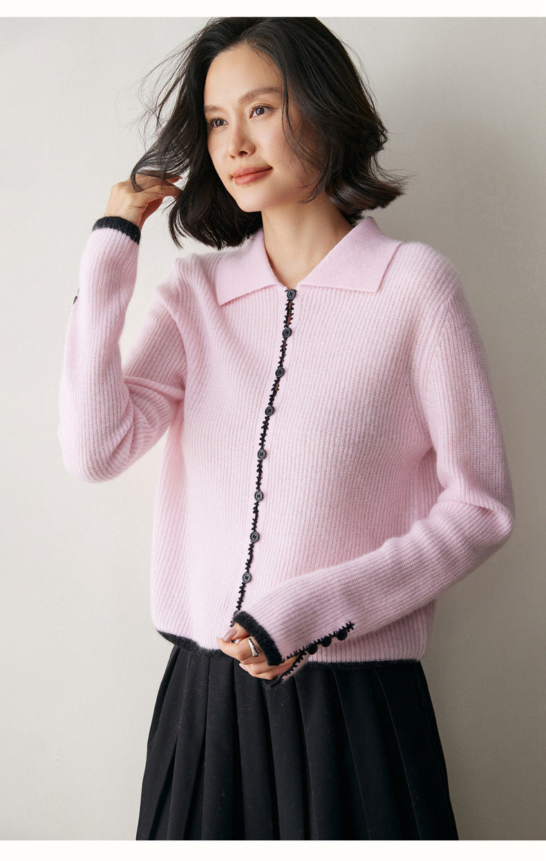 Renk Bloklu Chanel Stil Kaşmir Hırka