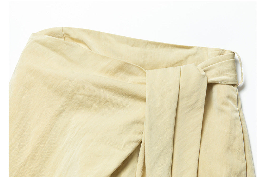 Tencel Kumaş Bağcıklı Kırışmaz Geniş Paça Rahat Pantolon