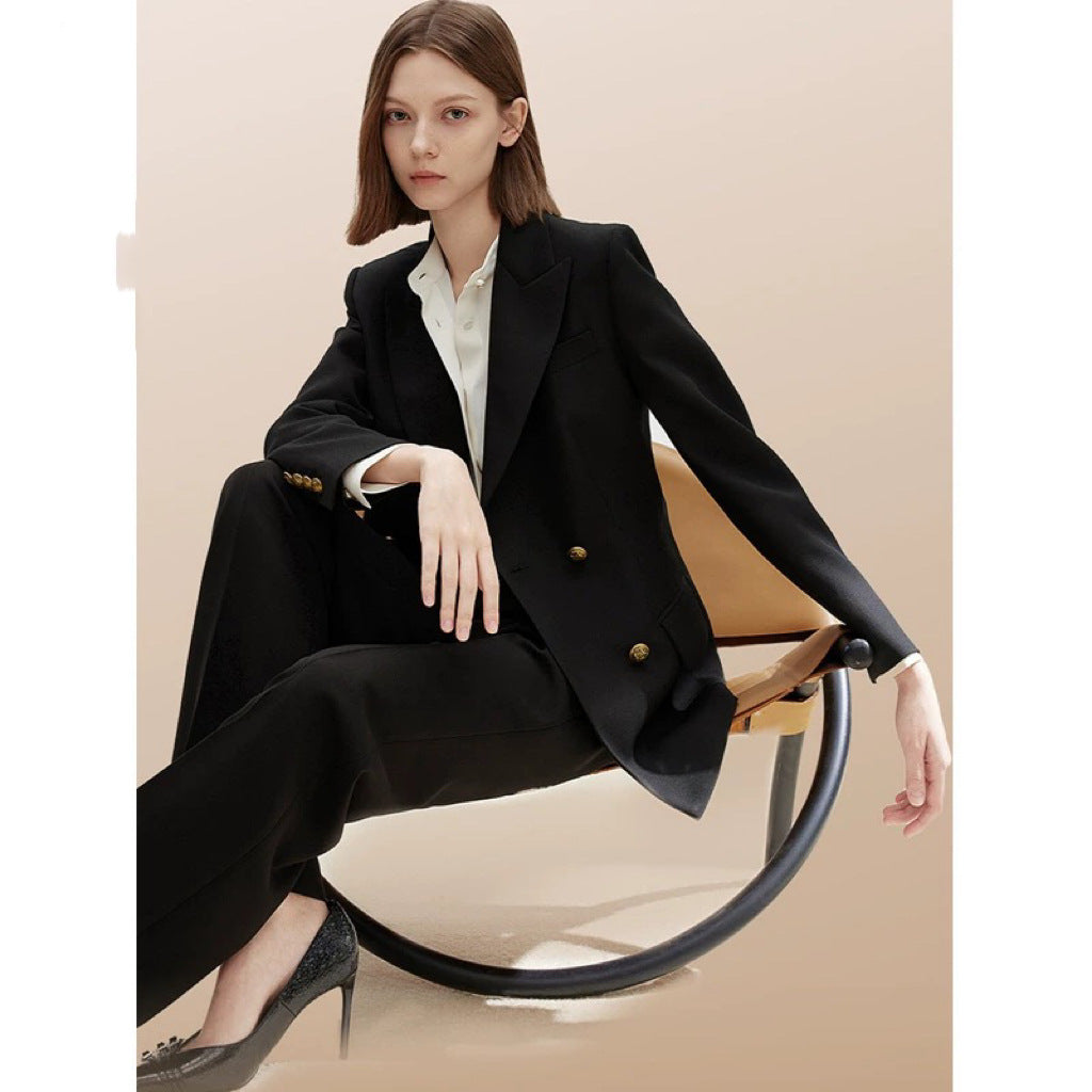 Siyah Slim Fit Çift Sıra Düğmeli Blazer