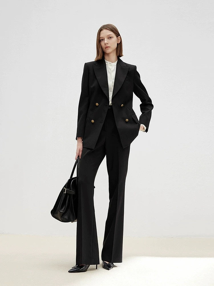 Siyah Slim Fit Çift Sıra Düğmeli Blazer