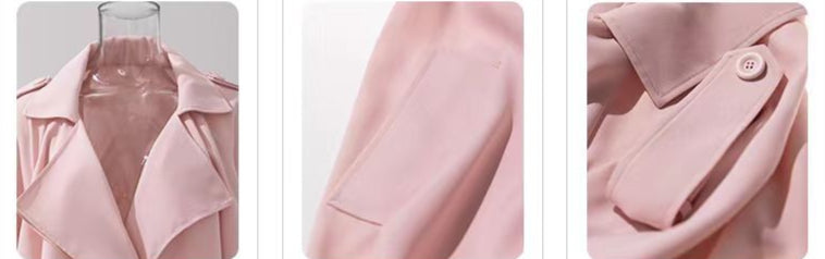 Pastel Pembe Incecik Dökümlü Trençkot