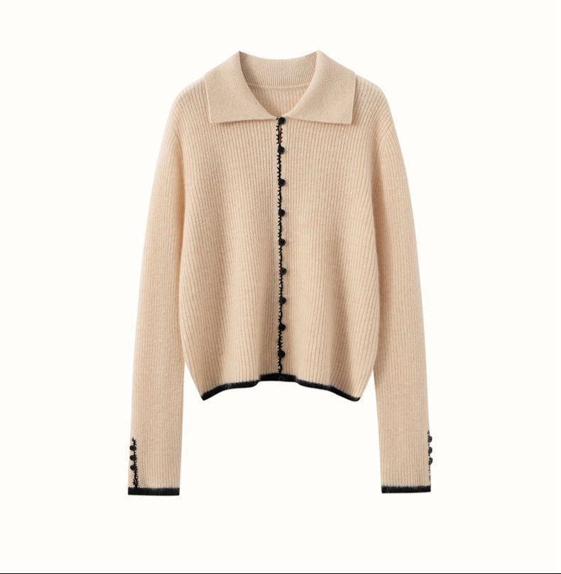 Renk Bloklu Chanel Stil Kaşmir Hırka