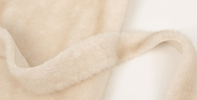 Light Luxury Sosyalite Uzun Suni Kürk Kaban