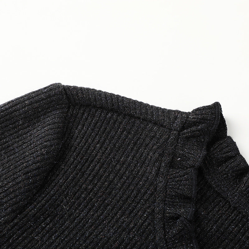 Kenar Detaylı Triko Uzun Kollu Slim Fit Üst