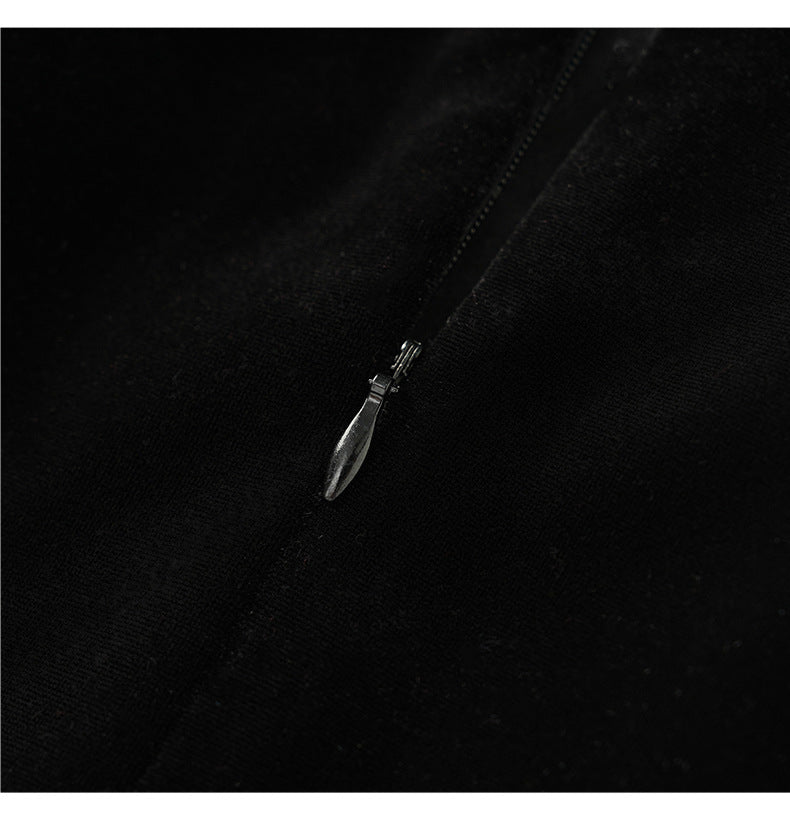 Şık Fransız Tarzı Kadife Ceket & Balık Etek İki Parça Takım