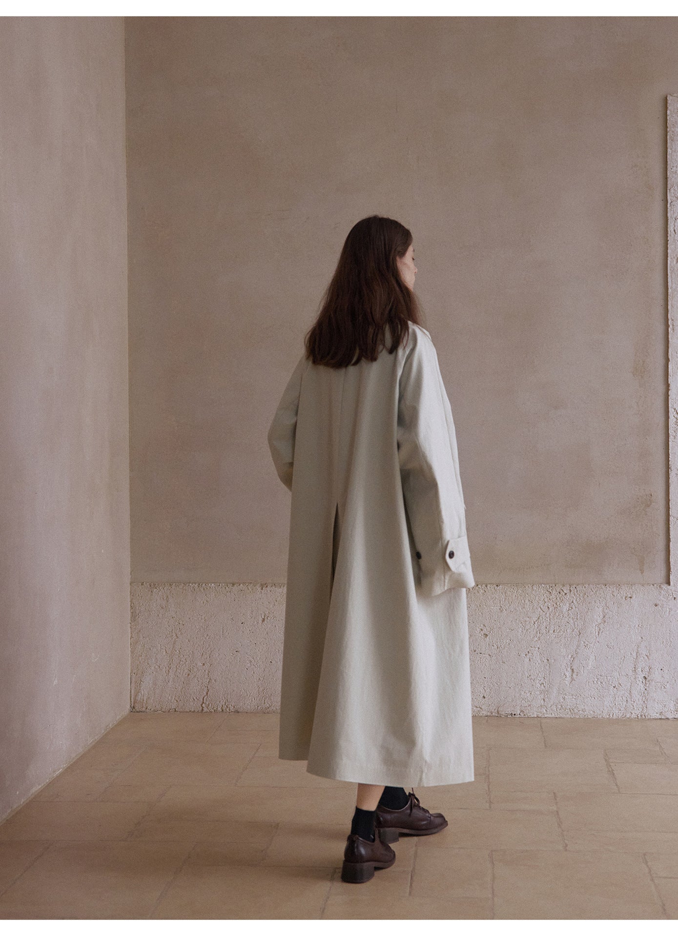 Minimalist Pamuklu Uzun Trençkot