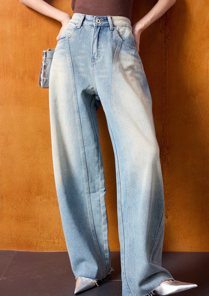 Yüksek Bel Geniş Paça Retro Denim Pantolon