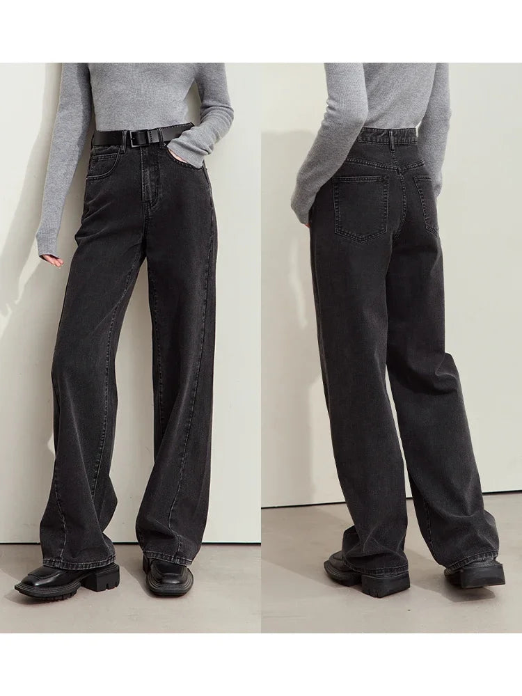 Casual Pamuklu Denim Retro Geniş Paça Bol Kesim Pantolon