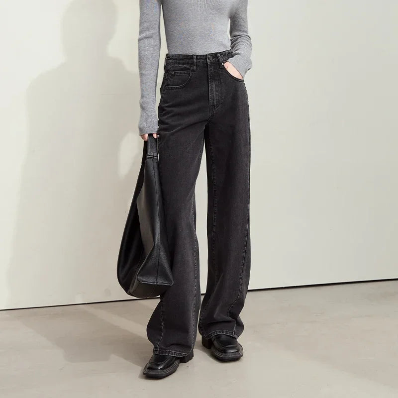 Casual Pamuklu Denim Retro Geniş Paça Bol Kesim Pantolon