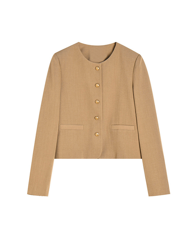 Klasik Yuvarlak Yaka Küçük Kısa Ceket