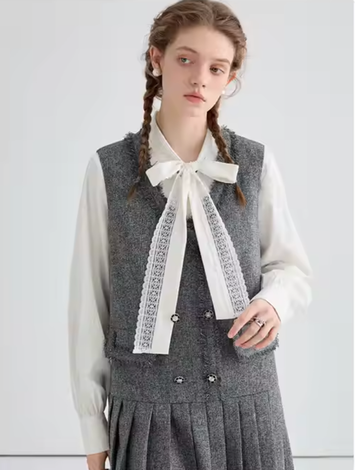 Rahat Preppy V-Yaka Pileli Midi Elbise