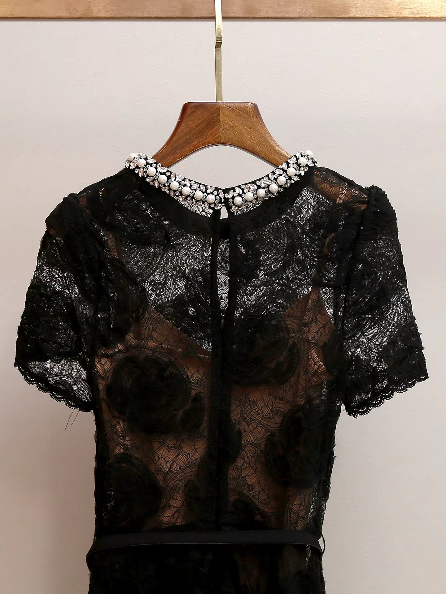 Taş İşlemeli Fransız Stil Balık Form Uzun Elbise (Kemersiz)