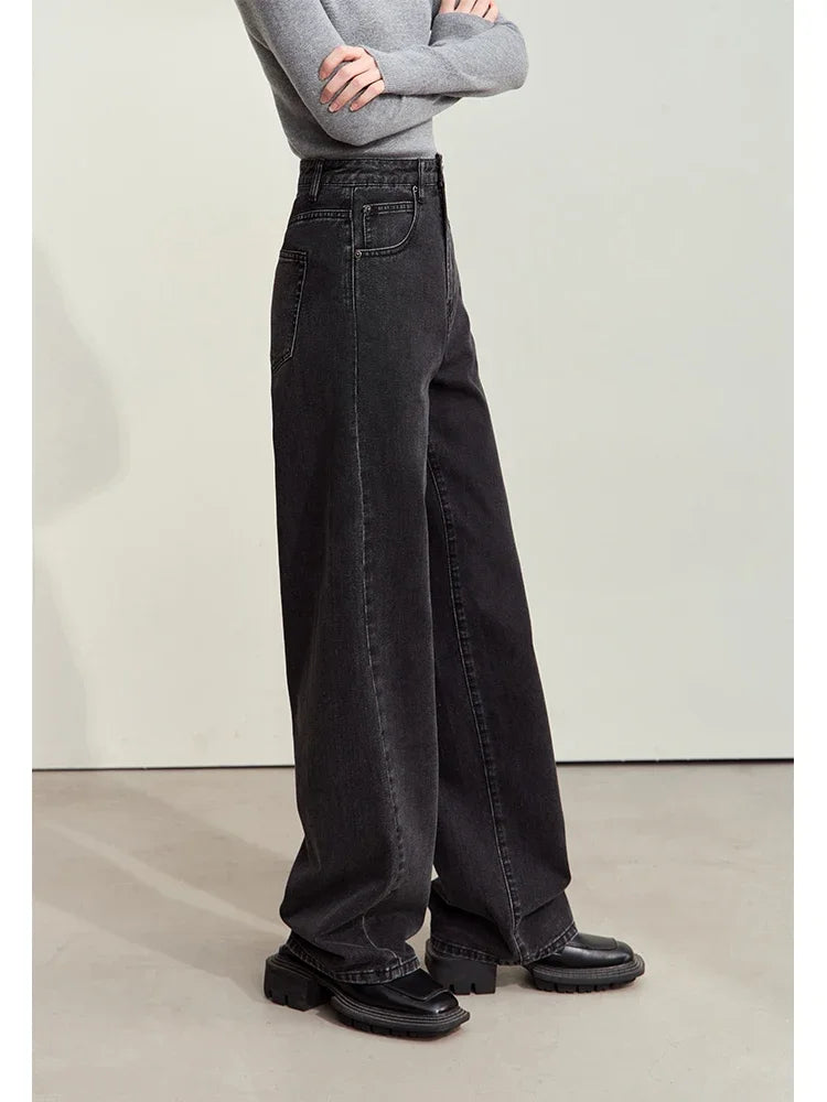 Casual Pamuklu Denim Retro Geniş Paça Bol Kesim Pantolon