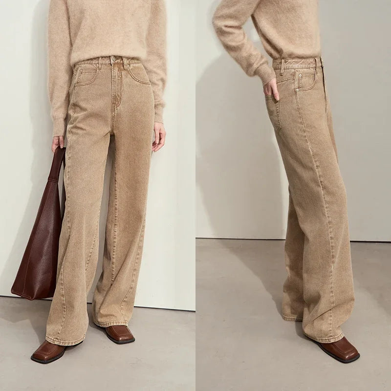 Casual Pamuklu Denim Retro Geniş Paça Bol Kesim Pantolon