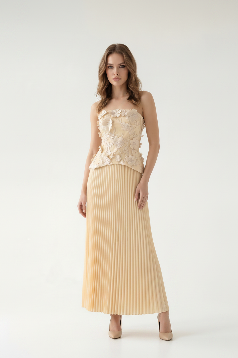 Soleil Bloom Piliseli Maxi Etek Takımı