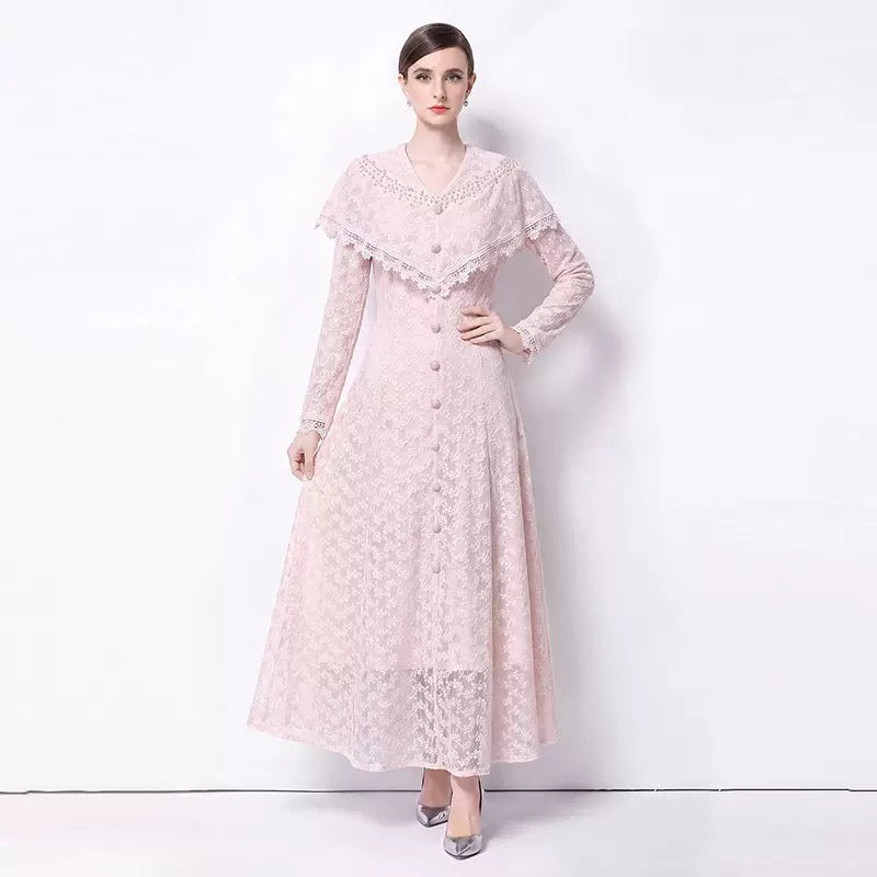 Vivienne İşlemeli Dantel Maxi Elbise
