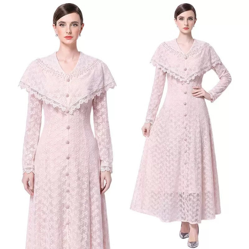 Vivienne İşlemeli Dantel Maxi Elbise