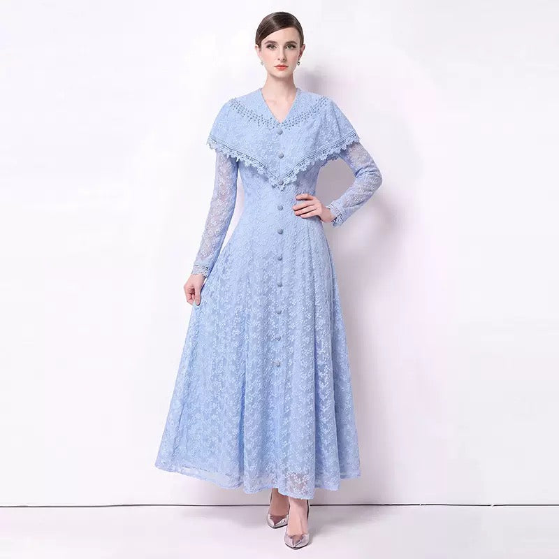 Vivienne İşlemeli Dantel Maxi Elbise