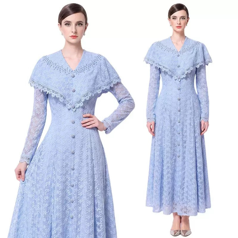 Vivienne İşlemeli Dantel Maxi Elbise