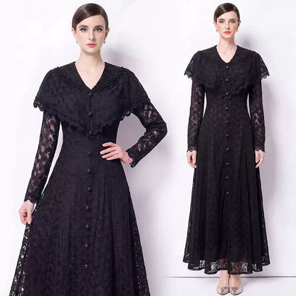 Vivienne İşlemeli Dantel Maxi Elbise