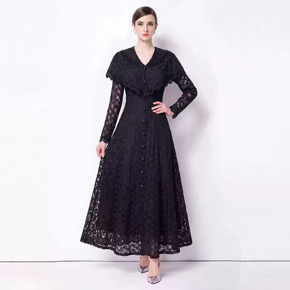 Vivienne İşlemeli Dantel Maxi Elbise