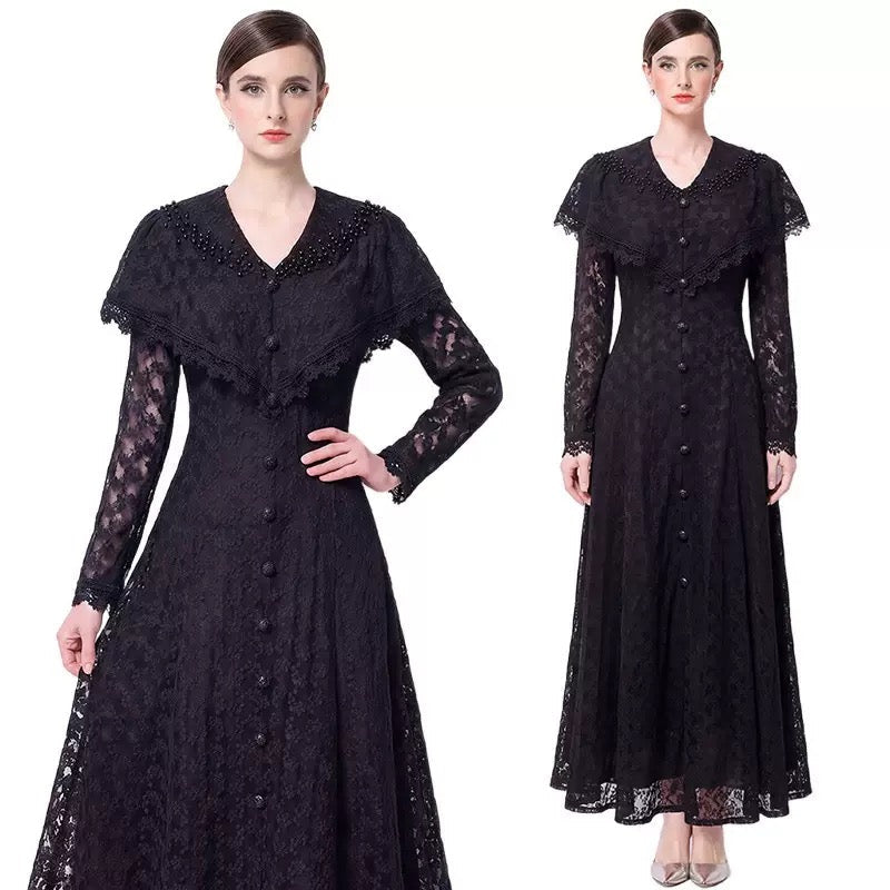 Vivienne İşlemeli Dantel Maxi Elbise