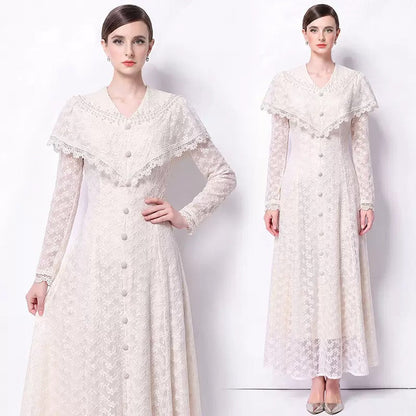 Vivienne İşlemeli Dantel Maxi Elbise