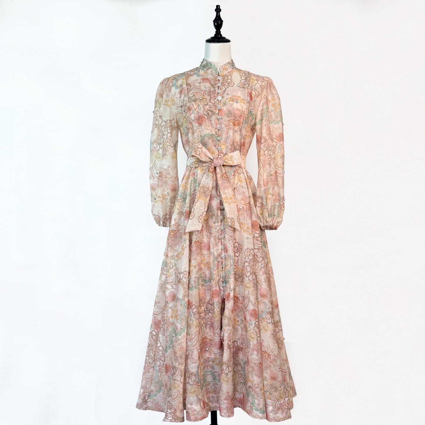 Rosalie Vintage Çiçek Desenli Maxi Elbise