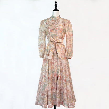 Rosalie Vintage Çiçek Desenli Maxi Elbise